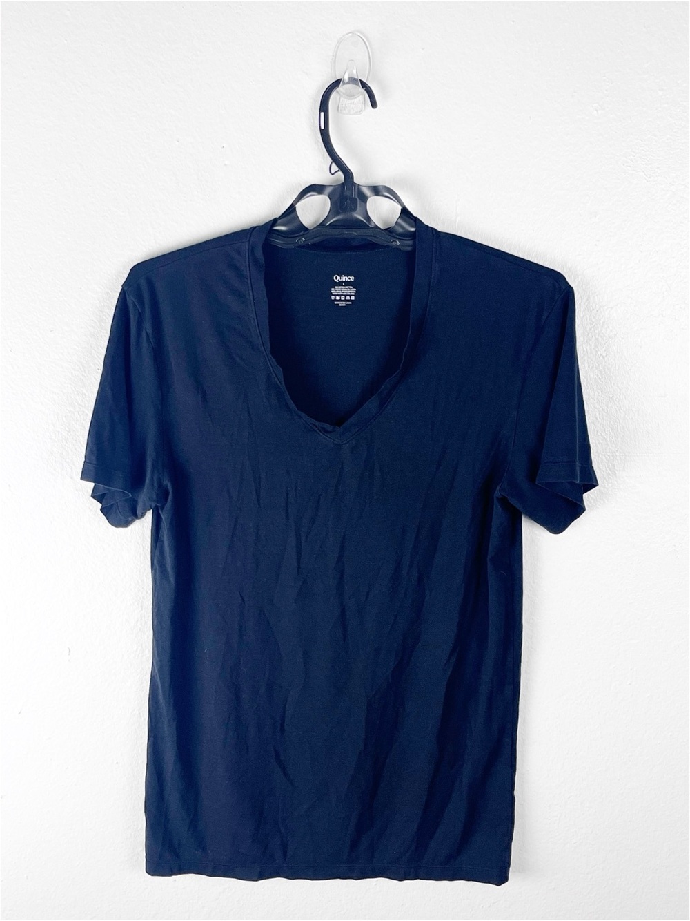 QUINCE Black Supima Cotton Blend V-Neck Short Sleeves Tee Size Large